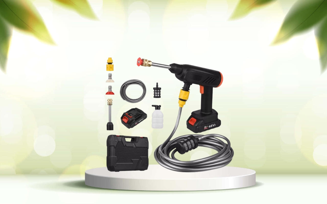 Scopri la pistola idropulitrice elettrica portatile: pulisci ovunque senza fatica